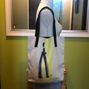 Tote Bag Artsy Designed Blue Yellow Beige Color Bag Black Interior